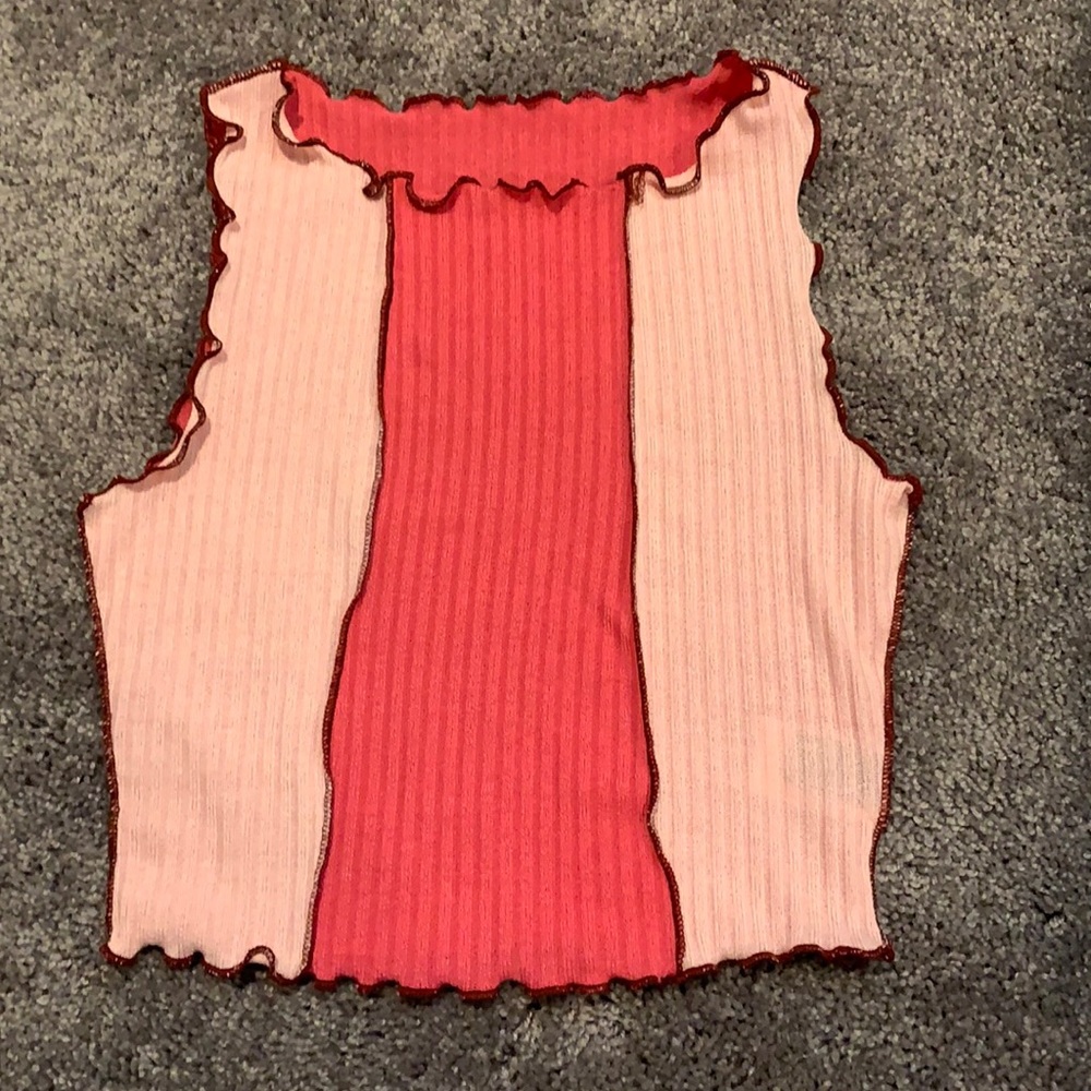 Y2K pink lettuce trim tank top